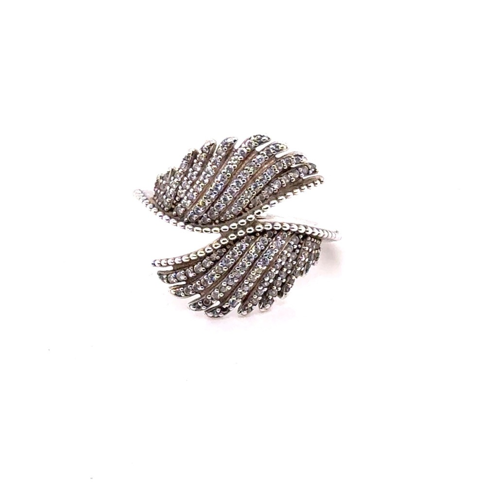 Pandora Majestic Feathers Ring Sterling Silver CZ Wing Size 9 190960CZ